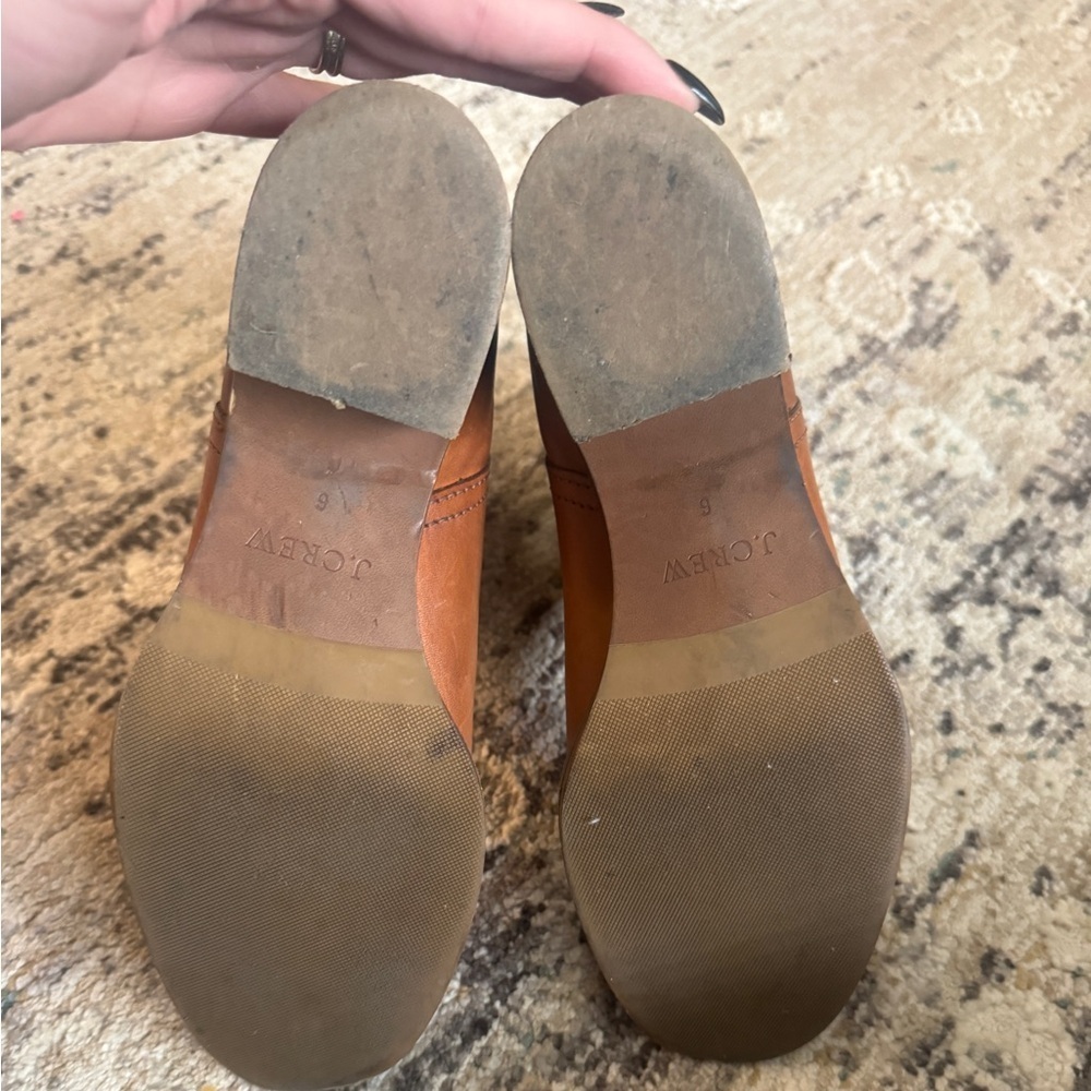 J Crew Parker cognac leather classic brown low heel ankle boots size 6 - Picture 4 of 13